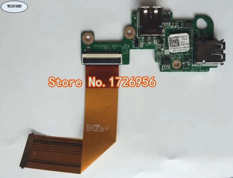 Плата ввода/вывода для Dell XPS 15 L501X L502x USB 3,0 и гибкий кабель GRWM0 0GRWM0 DAGM6CTB8D0 DAGM6CTB8D1