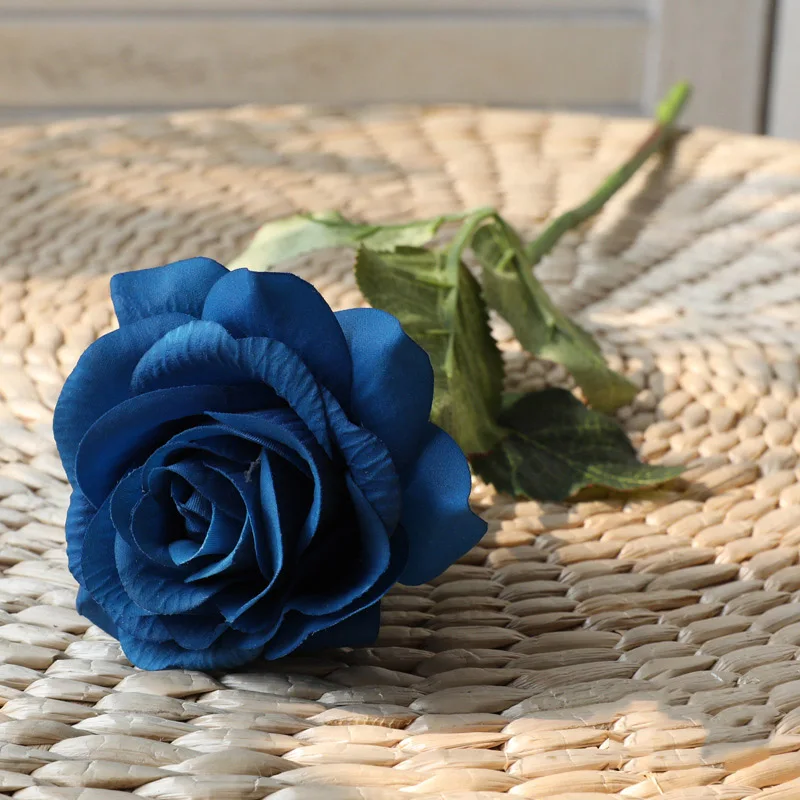 blue 10 шт. в партии красный искусственный цветок розы Настоящее касание латексные цветы искусственный силикон поддельные розы украшение букетов для дома Свадебная вечеринка - Цвет: blue