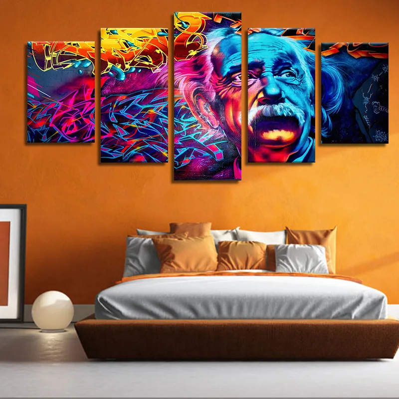 Персонаж украшения безрамные фрески пять красочных Einstein компьютер струйная