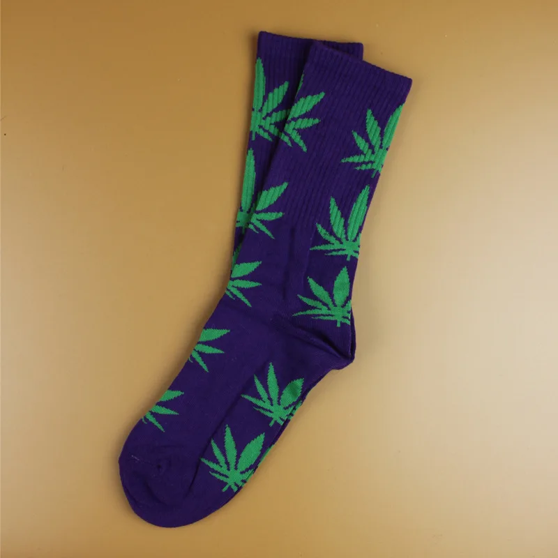 Новинка, 1 пара Девушки Повседневная спортивная кленовые листья взрослых Носки Для женщин конопли лист высокого качества коттоновые носки средней длины женские сорняк экипажа носки - Цвет: 7