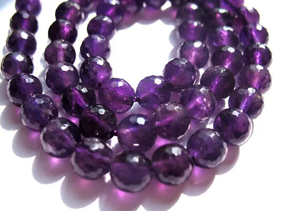 

AA grade crystal amethyst quartz beads, 12mm 16inch strand,round ball faceted jewelry beads