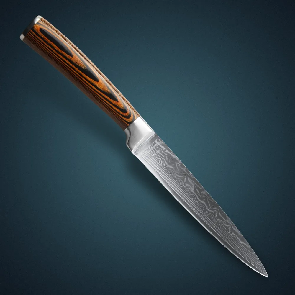 HUIWILL дамасский нож 5 дюймов японский VG10 Дамасская сталь кухонный Универсальный с