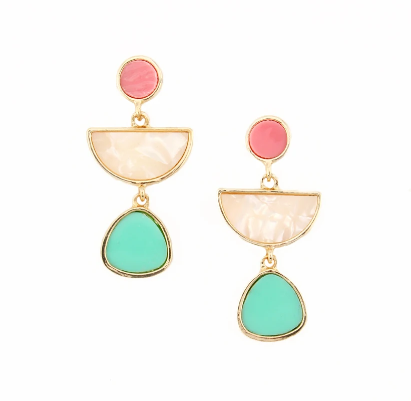 Серьги подвески женские розовые в богемном стиле длинные висячие украшения для