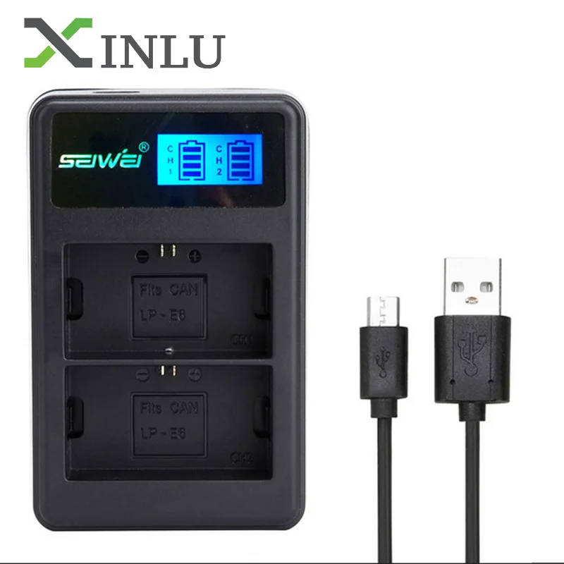 charger B LP E6 LPE6 LP-E6 E6N аккумулятор 2600 мАч+ светодиодный двойной зарядное устройство для камеры Canon EOS 5DS R 5D Mark II 5D Mark III 6D 7D 80D EOS 5DS R - Цвет: charger B
