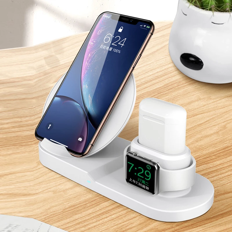 3 в 1 7,5 Вт Беспроводное зарядное устройство для Apple Watch iWatch 1 2 3 4 Airpods iPhone 8 Plus X XR XS MAX быстрая Беспроводная зарядная подставка QI