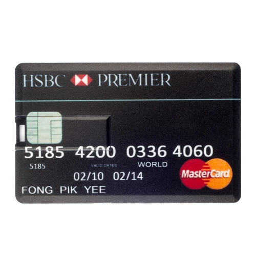 HSBC Premier Популярная Кредитная банковская карта USB 2,0, флешка 128 Мб, 4 ГБ, 8 ГБ, 16 ГБ, 32 ГБ, 64 ГБ, 128 ГБ, флеш-накопитель U, водонепроницаемый Usb флеш-накопитель - Цвет: HSBC Premier
