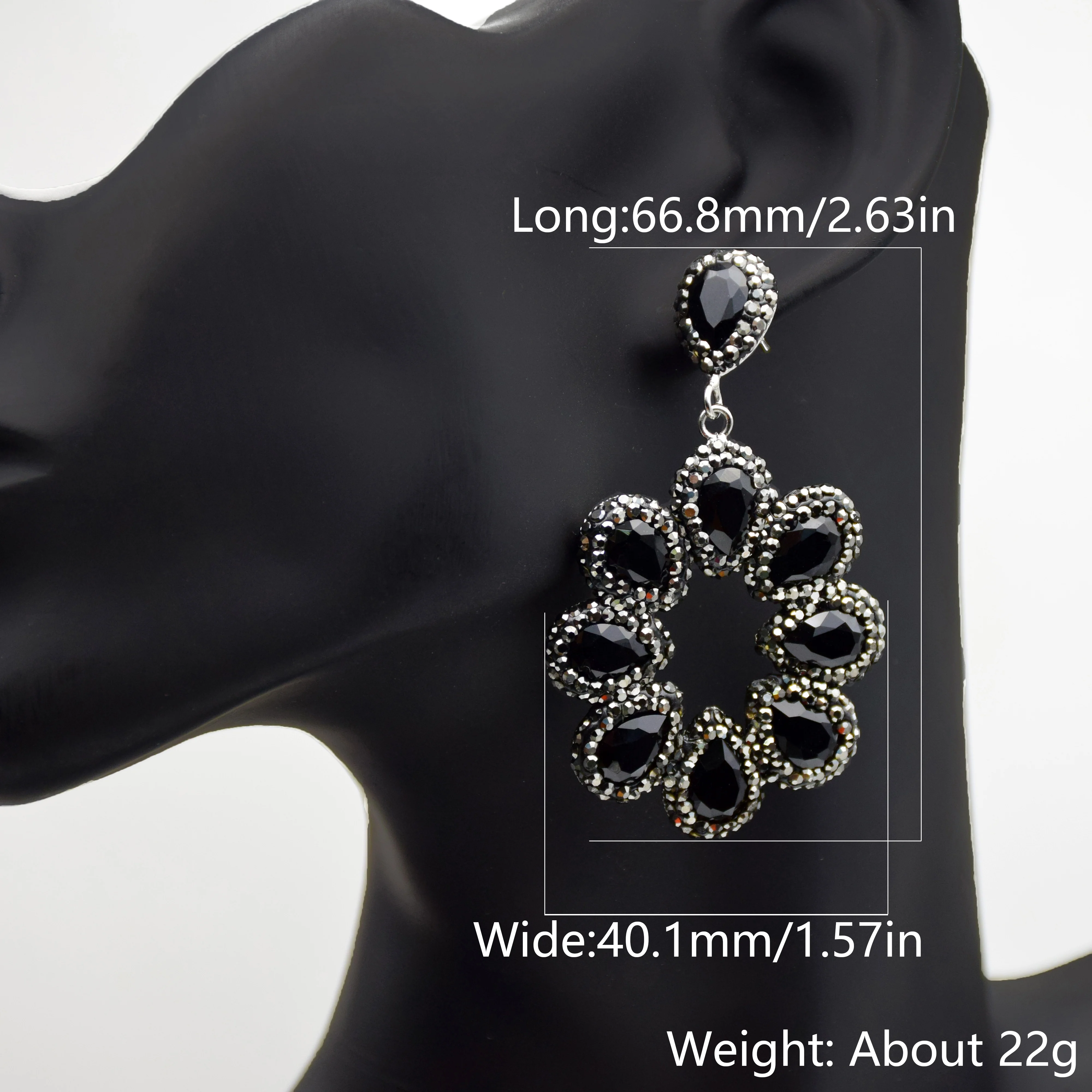 Женские длинные серьги boho hyperbole черные Винтажные капельки с камнями
