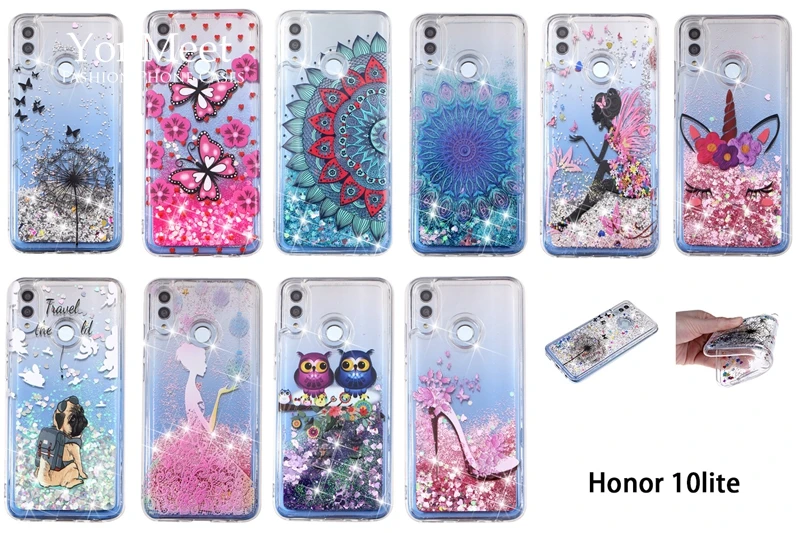 Чехол для huawei honor10 lite динамический Жидкий блеск мандала единорог бабочка цветок