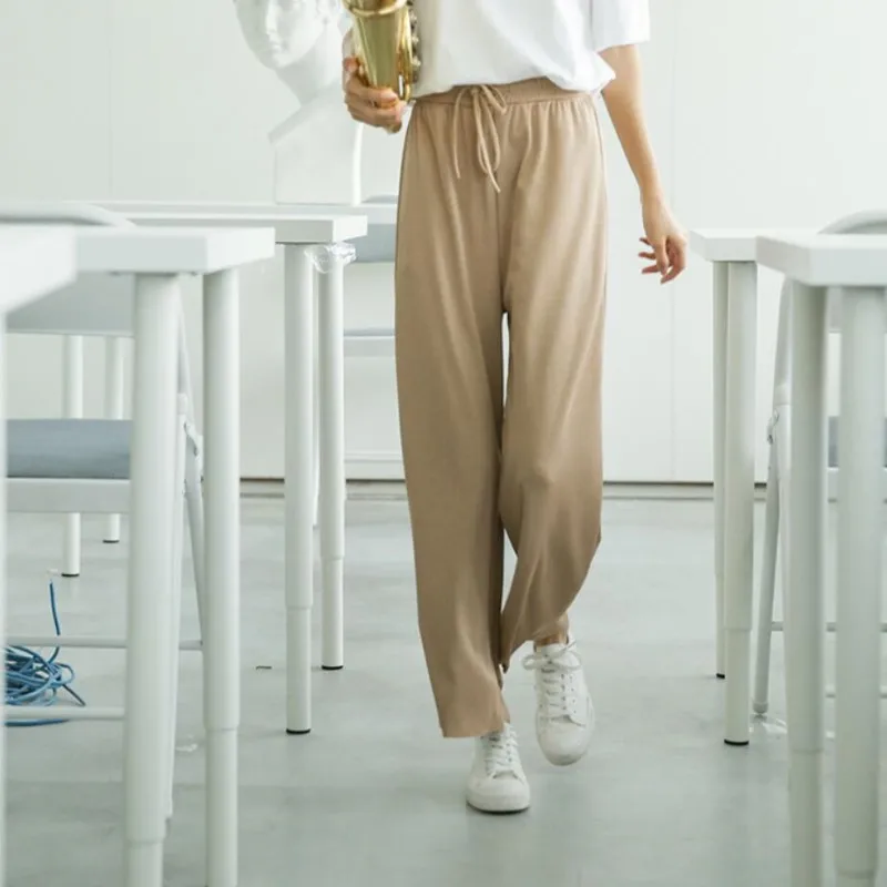 820 # весенние брюки для девочек летние трикотажные широкие из вискозы женские