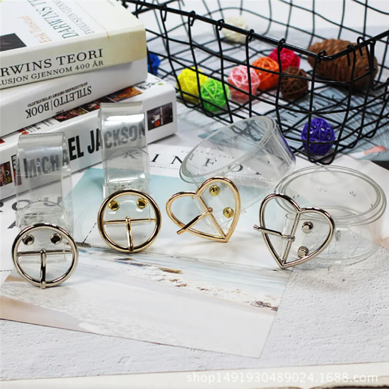 

1Pc 105 cm*3.3cm Women's Cute Transparent Belt Heart Buckle Waist Sweet Female Belt 105cm