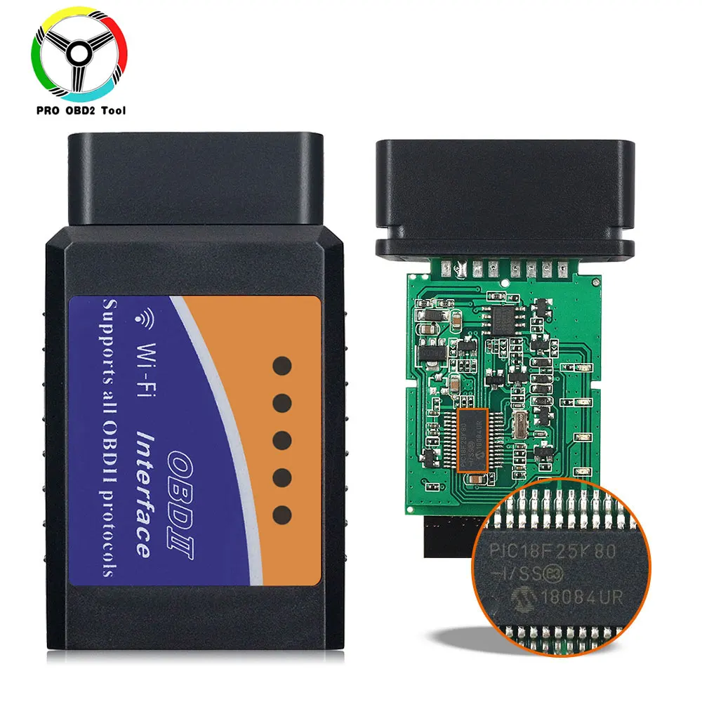 Цвет: желтый Супер Мини ELM327 V1.5 WiFi OBD2 ELM327 PIC18F25K80 чип ELM 327 1,5 Wi-Fi OBDII OBD для Android/Ios/Windows/PC - Цвет: Цвет: желтый