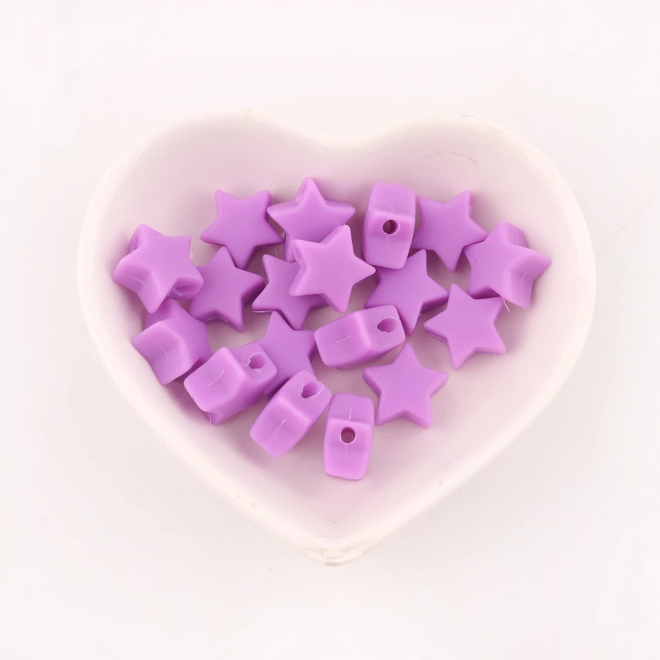 

10pc Candy 13 Color Teether Silicone Beads Star Shape For Pacifier Clips DIY Cute Teething Toys Gifts Silicone Beads