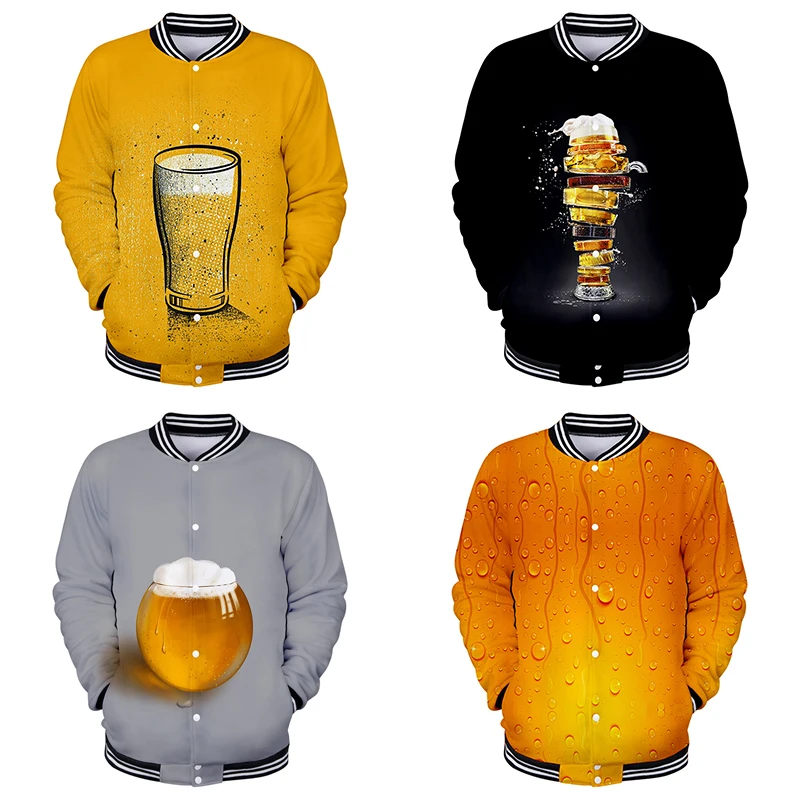 

New 3d Print Funny Beer Baseball Jacket Fashion Men Women Hoodie Sweatshirts Coat Casual Long Sleeve 3D Hoodies Jackets Tops 4XL
