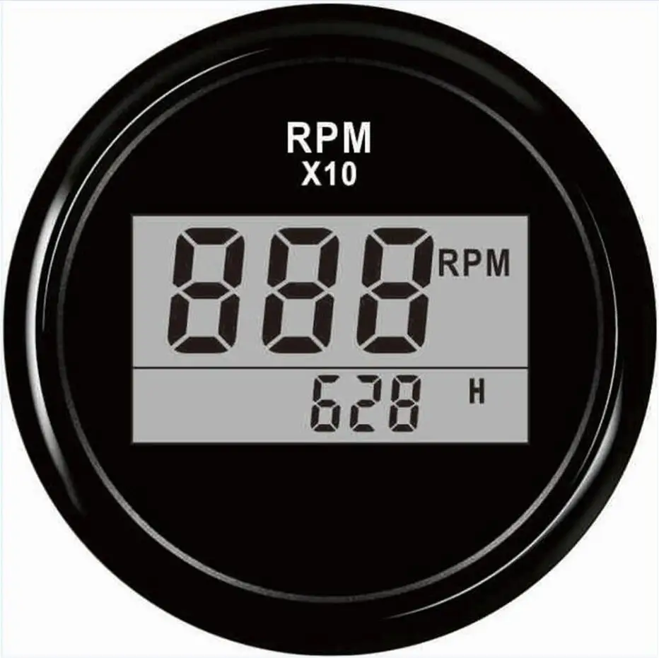 52mm black 1 1 шт. морской 85 мм 0-3000 об./мин Тахометр настройки Sus316L ободок Rev счетчик с Odo счетчики часов ЖК-дисплей и 8 видов цвета подсветки - Цвет: 52mm black 1