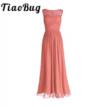 TiaoBug Коралловое абрикосовое женское шифоновое кружевное платье подружки невесты длинное платье для выпускного вечера размера плюс длина до пола Вечерние платья подружки невесты