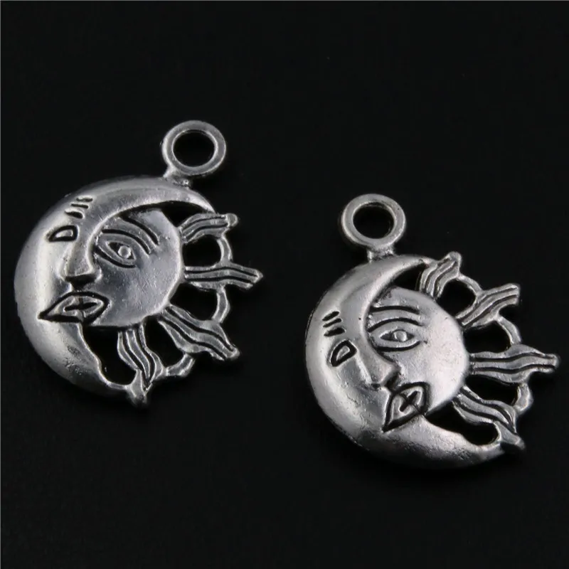 

12pcs Antique silver color exaggerated moon and sun alloy pendants for earrings necklaces DIY handmade findings A344