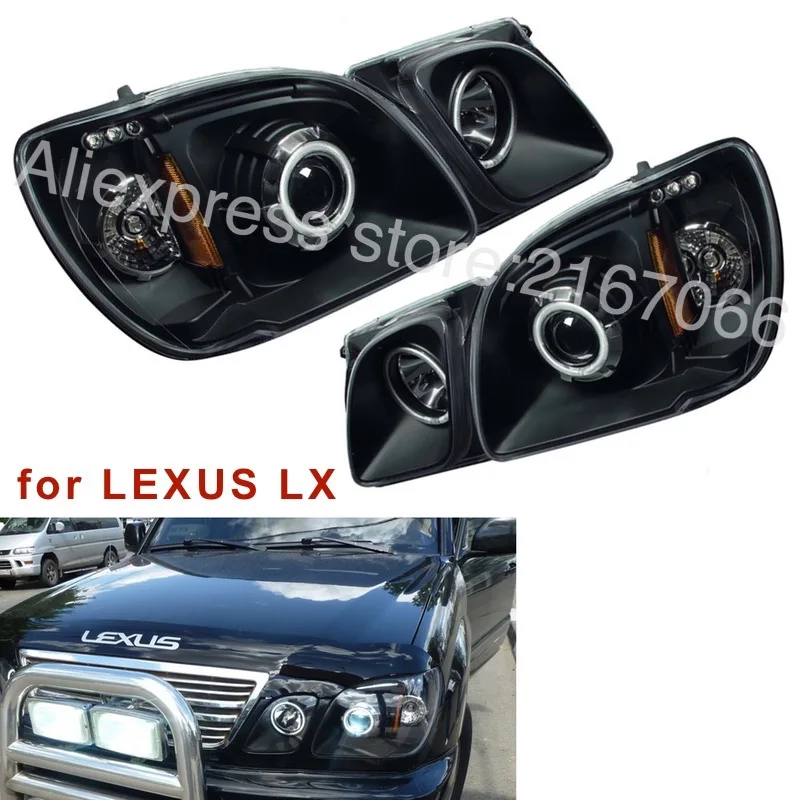 Фары для LEXUS LX470 1998 2007 Левая сторона водителя + правая пассажира цельный черный