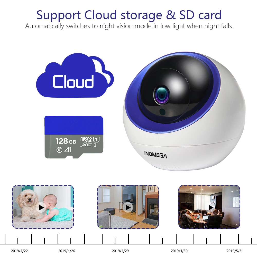 Камера видеонаблюдения INQMEGA 4 МП облачная IP автоматическое слежение Wi Fi 1080P для