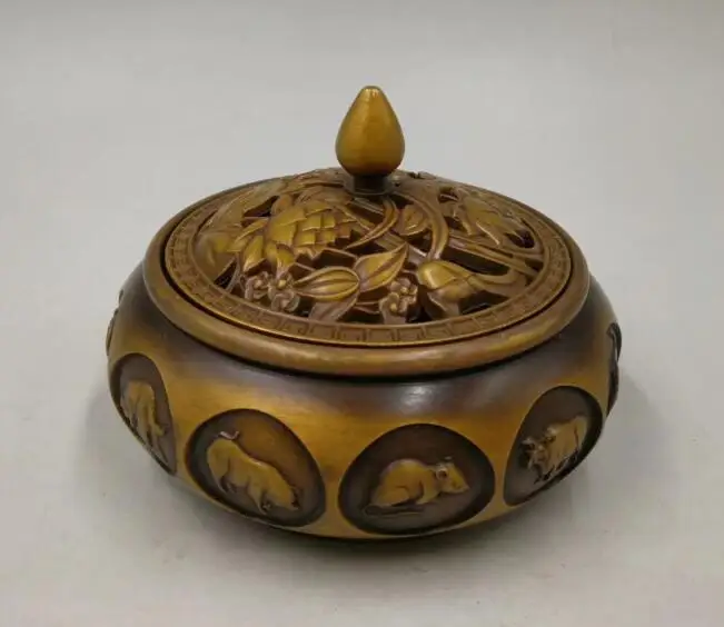 

Collection archaize brass twelve zodiac lotus Incense burner
