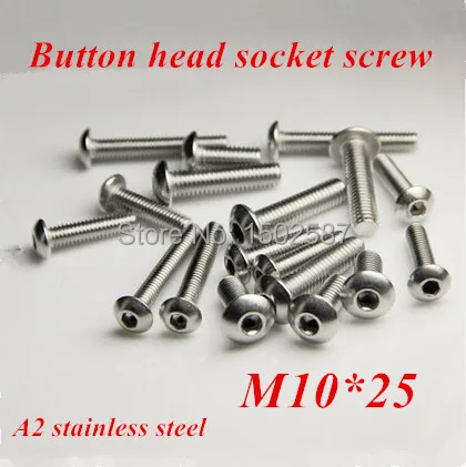 

50pcs/lot M10*25 Bolt A2-70 ISO7380 Button Head Socket Screw/Bolt SUS304 Stainless Steel M10X25mm