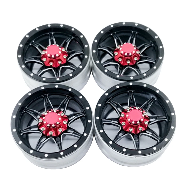 4 шт. Rc Рок Гусеничный металлический обод колеса 1,9 дюймов Beadlock для 1/10 Axial Scx10 90046 Tamiya Cc01 D90 D110 Tf2 Traxxas Trx-4 S119 - Цвет: Black red