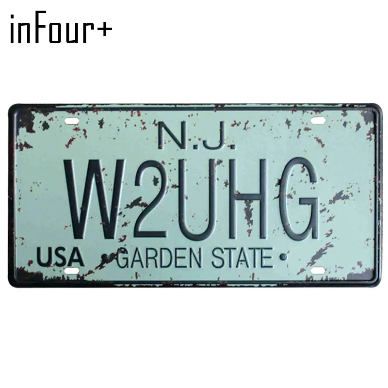 New N.J. W2UHG номерные знаки металлическая пластина номерной знак автомобиля олова
