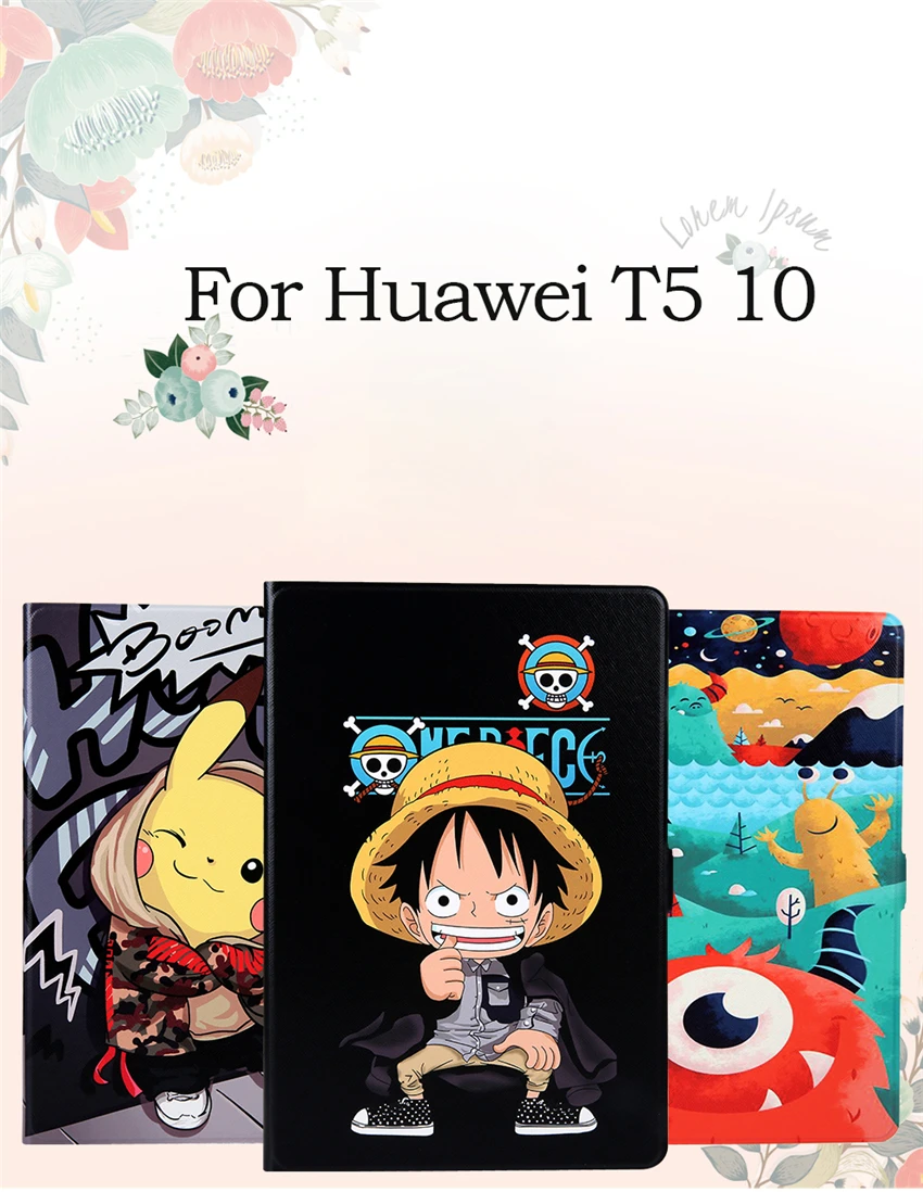 Чехол-накладка из искусственной кожи для huawei T5 10, тонкий противоударный защитный чехол-подставка с принтом для huawei MediaPad T5 10,1 '', чехол для смартфона