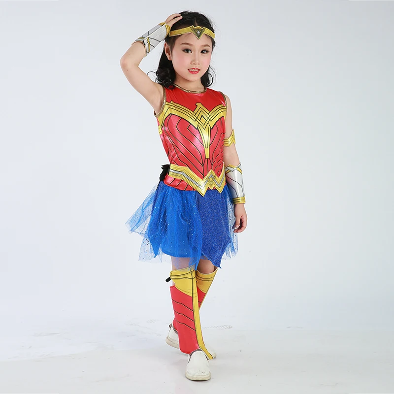 Костюм Чудо-женщины на Хэллоуин Супергерл Делюкс Ребенок Рассвет Справедливости супергерой девушки принцесса платье Дианы