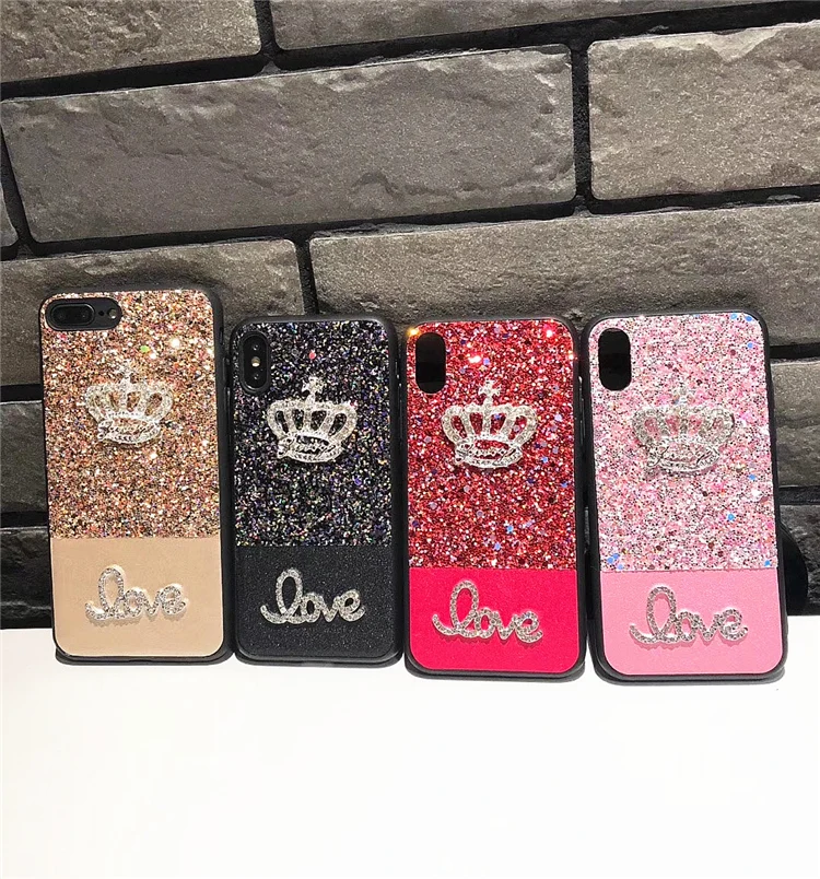 Kuutti 2018 Fashion Rhinestone Crown Bling Glitter Hard PC Phone Cases for iPhone Case 6 Plus 7 8 Luxury Cover Fundas |