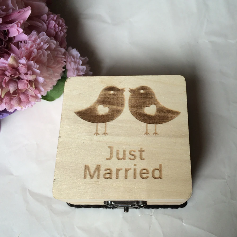 Деревянная коробочка для кольца просто женатые деревенские обручальные