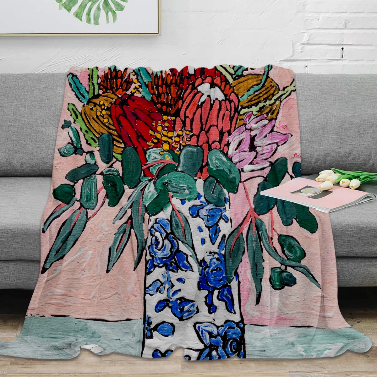 Australian Native Bouquet of Flowers after Matisse Throw Blanket Warm Microfiber Flannel For Bedroom | Дом и сад