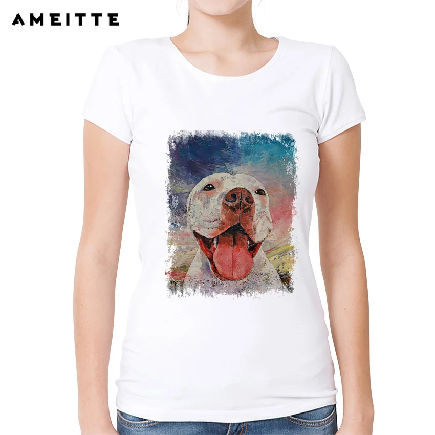 2019 AMEITTE модная счастливая футболка питбуля милые футболки питбултерьера для
