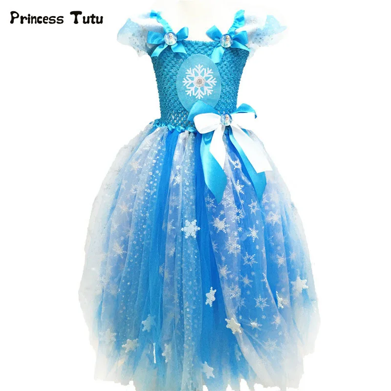 Girls Elsa Tutu Dress Cosplay Costume Halloween Christmas Kids Princess Tulle Birthday Party Ball Gowns For Children | Детская одежда и