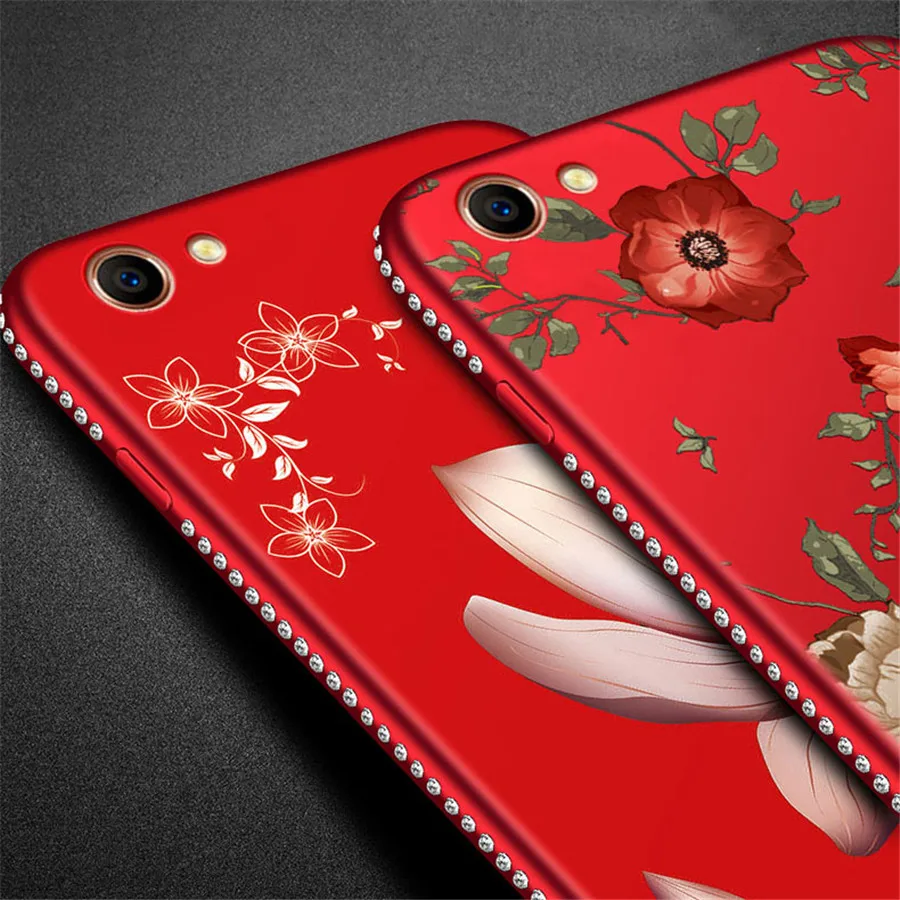 3D цветок Стразы чехол для OPPO A59 F1 S A77 F3 A73 F5 R11S Lite Мягкая силиконовая задняя