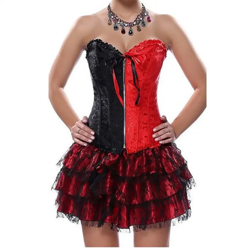 Vocole сексуальный Бурлеск двухтонированный Harley Квин Overbust Корсет Бюстье с