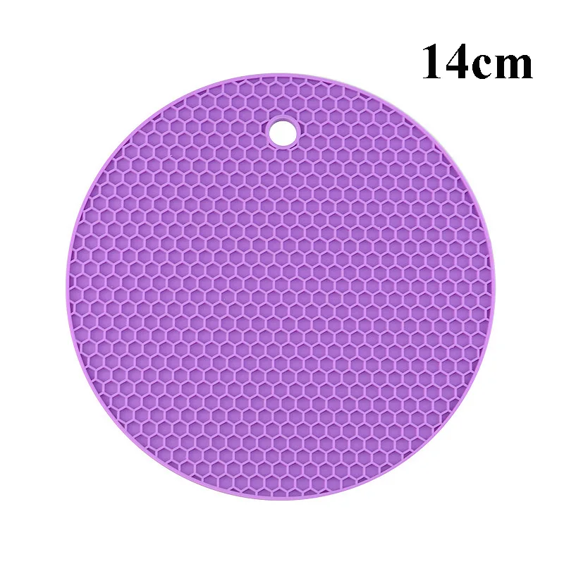14cm Purple Кухня Инструменты гаджеты 18/14 см силиконовые коврики термостойкие циновка чашки подставки круглый нескользящий стол кухонная салфетка-подставка для М - Цвет: 14cm Purple