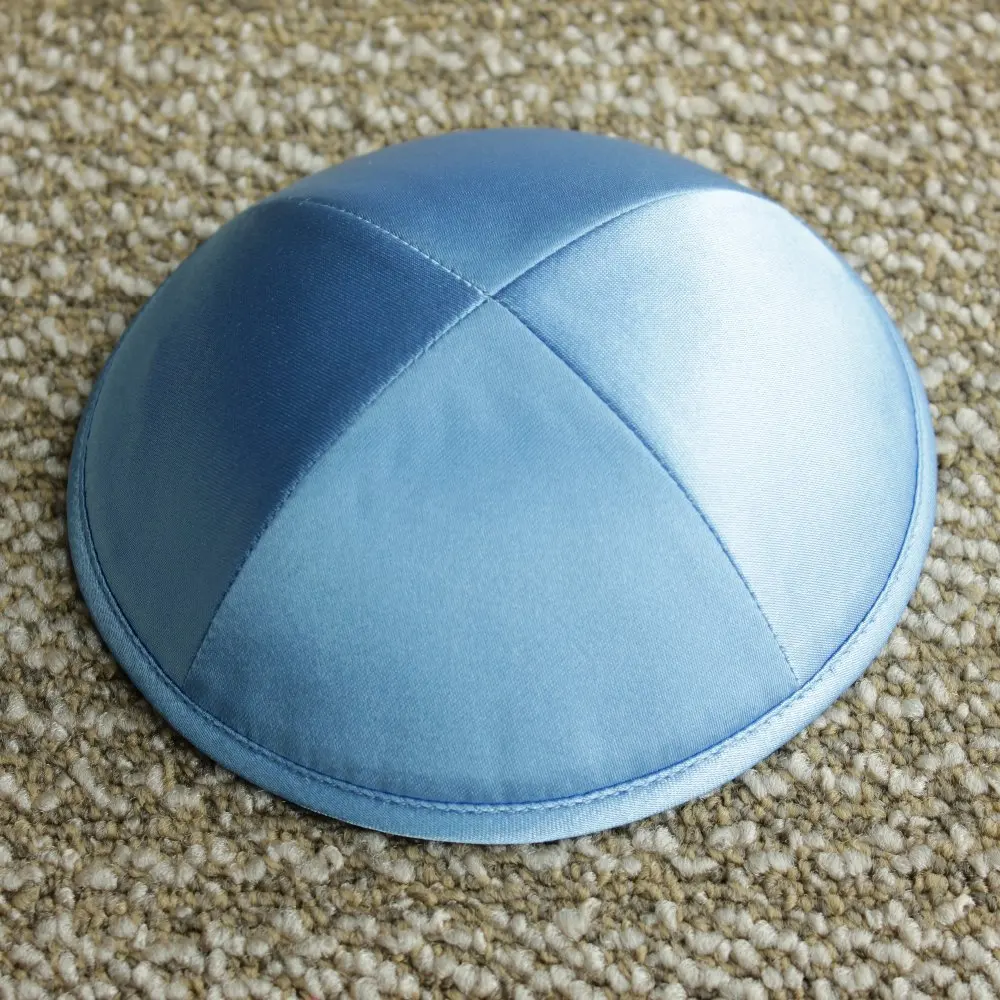 Бледно голубой цвет сатин kippot еврейский Yarmulke Kippah Kippot 17 см череп шапки|skull cap|jewish