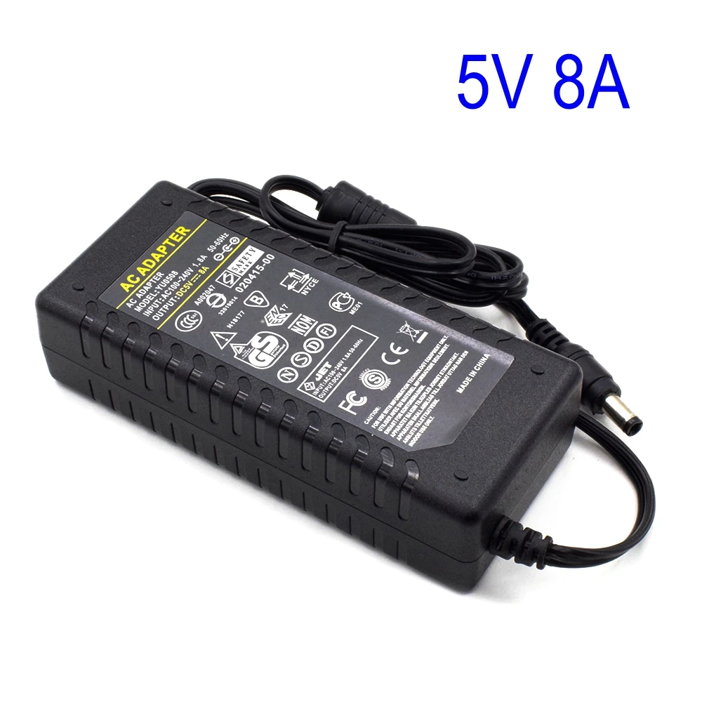 Адаптер переменного тока для светодиодной ленты ws2801or ws2812b 5 В 8 А 40 Вт 5*2 мм|ac adapter|ac