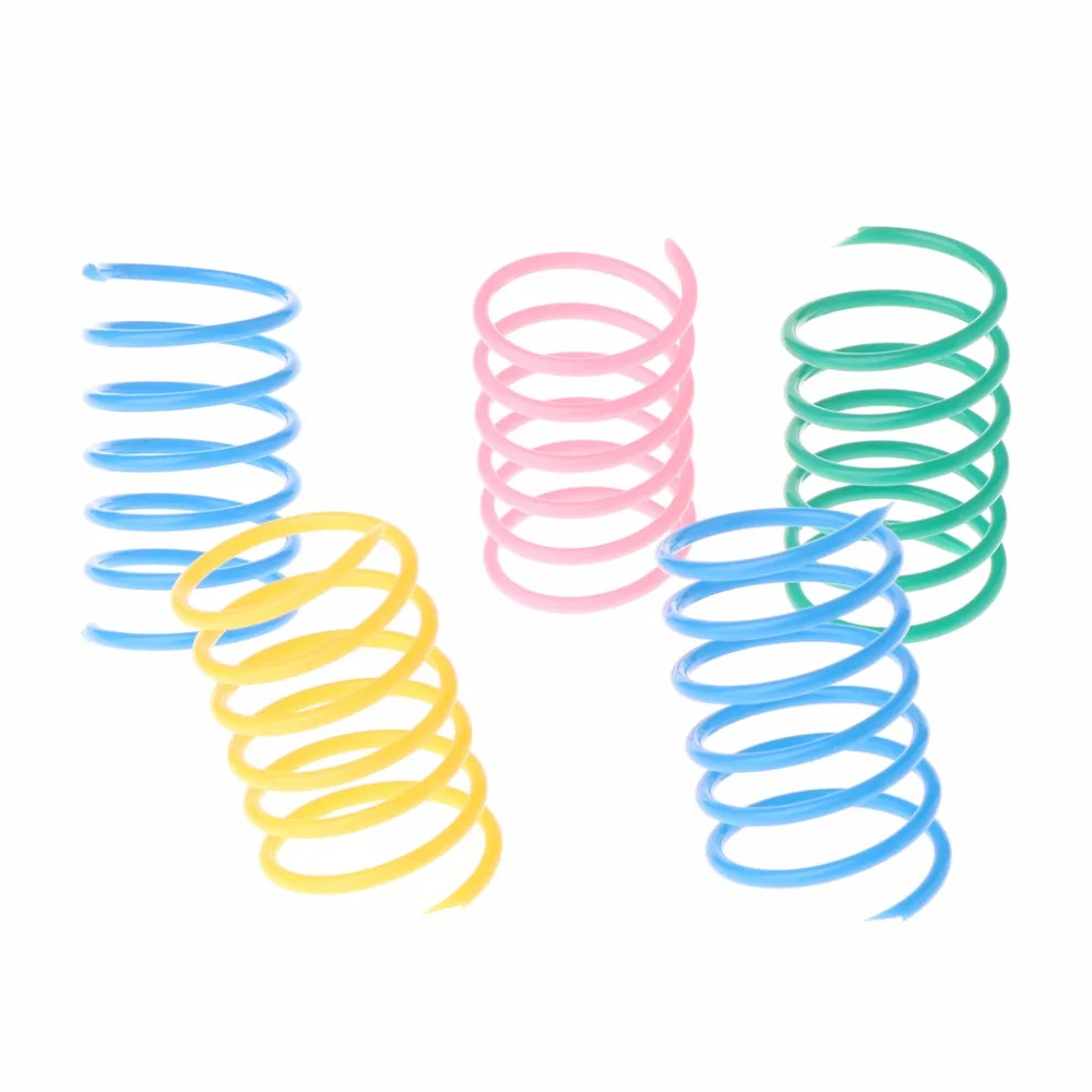 5 шт. игрушки для кошек цветные Пружинные пластиковые котят разные цвета | Дом и
