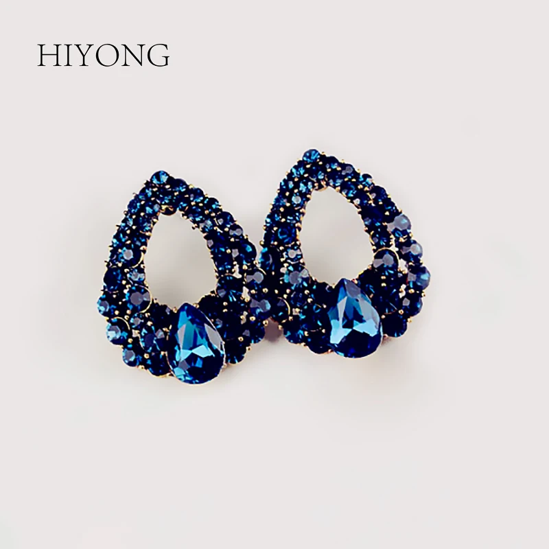 HIYONG Fashion Women Girls Jewelry Round Created Blue Earrings Party Charms Water Droplet Wedding | Украшения и аксессуары
