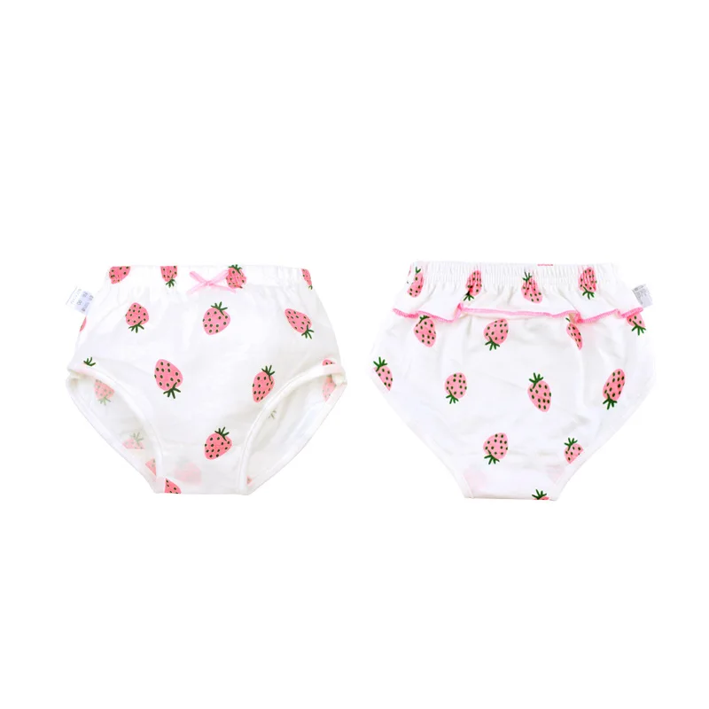 Strawberry Детское нижнее белье из хлопка; трусики для маленьких девочек; шорты с рюшами и бантиком; трусы для детей; Одежда для новорожденных; подарок; CN - Цвет: Strawberry