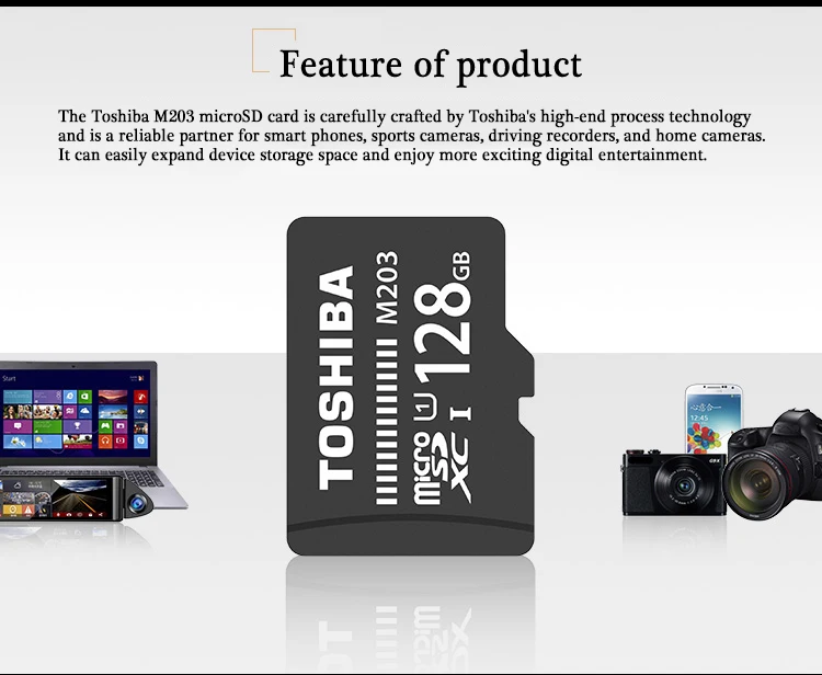 Micro SD карта TOSHIBA M203 UHS-I карта флэш-памяти 16 ГБ 32 ГБ SDHC 64 Гб 128 ГБ SDXC U1 класс 10 TF/SD карта cartao de memoria