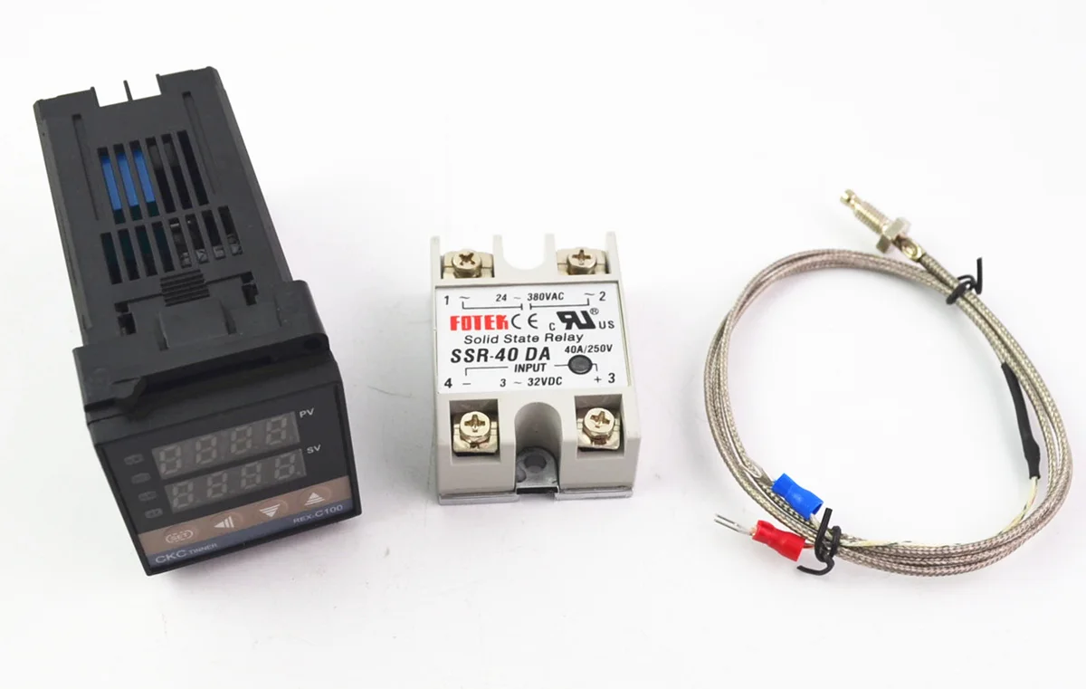B 100-240VAC PID REX-C100 регулятор температуры диапазон от 0 до 900C SSR40A K термопара, PID контроллер комплект+ радиатор - Цвет: B