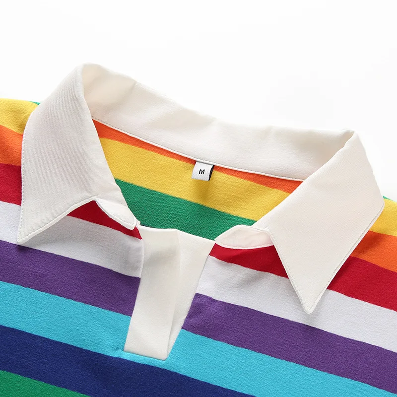 Эстетические женские радужные короткие футболки Графические Tumblr популярная