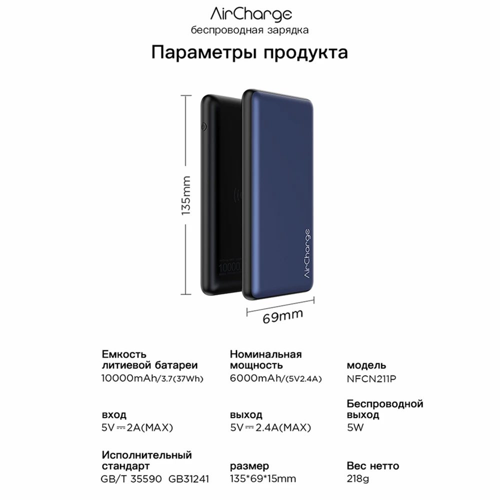 NANFU 2 в 1 быстрое Qi Беспроводное зарядное устройство 10000 мАч Внешний внешний