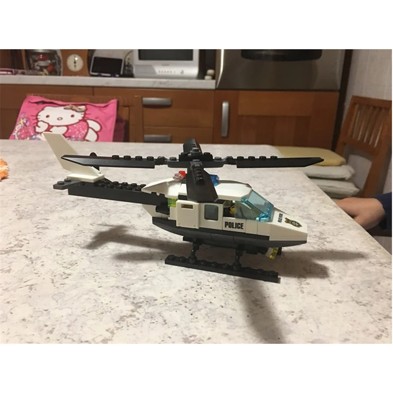 Модель Кази полиции набор строительных блоков вертолет лодка корабль автомобиль