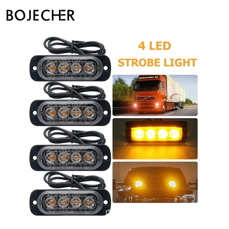 12V 24V 4 LED Автомобильный Стробоскоп сигнальный свет стробоскоп гриль мигающий