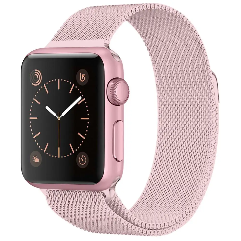 Pink Ремешок для Apple Watch 38 мм 40 мм 42 мм 44 мм, Миланская Петля из нержавеющей стали, сетчатый Спортивный Браслет, магнитная застежка для iWatch серии 1/2/3/4 - Цвет ремешка: Pink