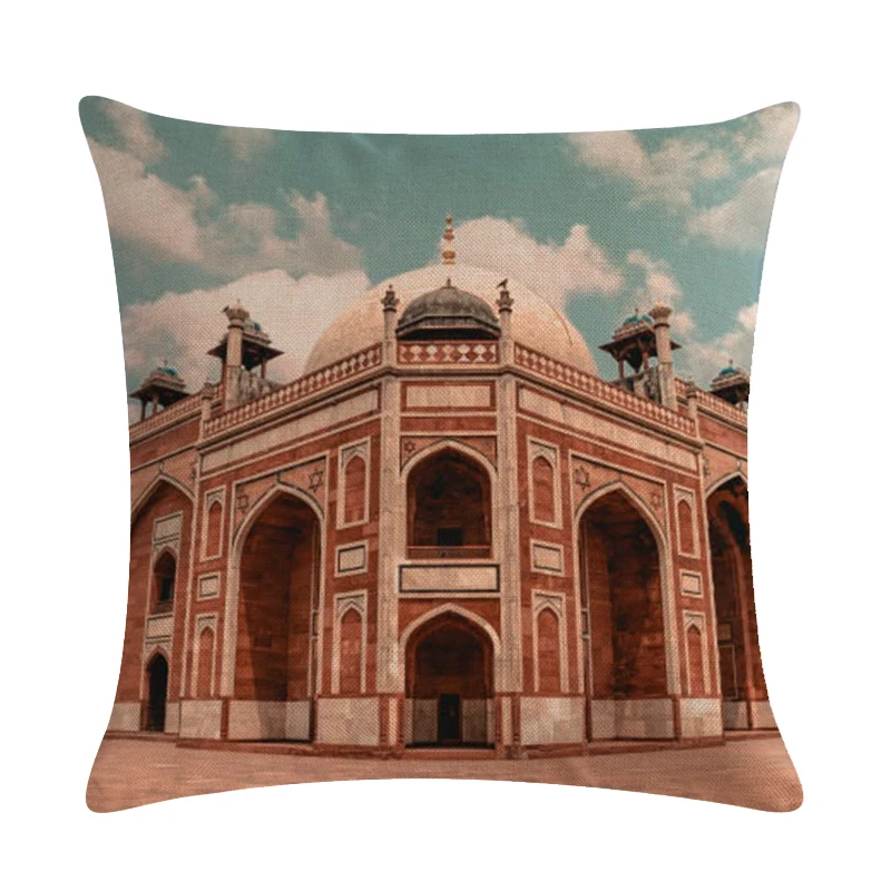 

45* 45cm Beautiful Shocking Chinese and Foreign Architectural Patternscushion Cover Suitable for Home Decoration Pillowcase
