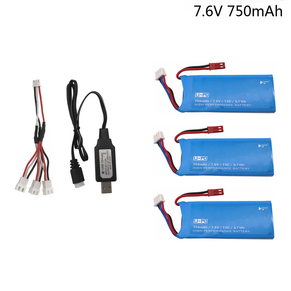 Литий-полимерный аккумулятор 7,6 В, 750 мА · ч, для квадрокоптера Hubsan H216A, 3 шт./лот